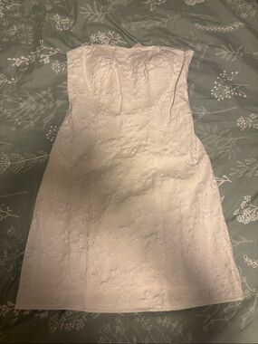 Strapless White Floral Lace Mini Dress. Never Worn